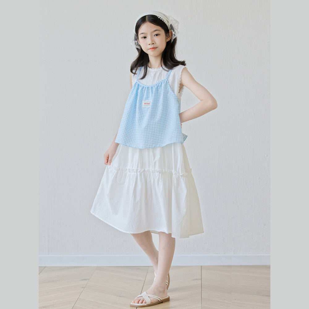 MyKids-USA® Sleeveless Plaid Color Patchwork Dress for Stylish Girls