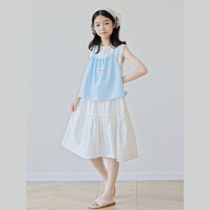 MyKids-USA® Sleeveless Plaid Color Patchwork Dress for Stylish Girls
