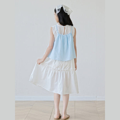 MyKids-USA® Sleeveless Plaid Color Patchwork Dress for Stylish Girls