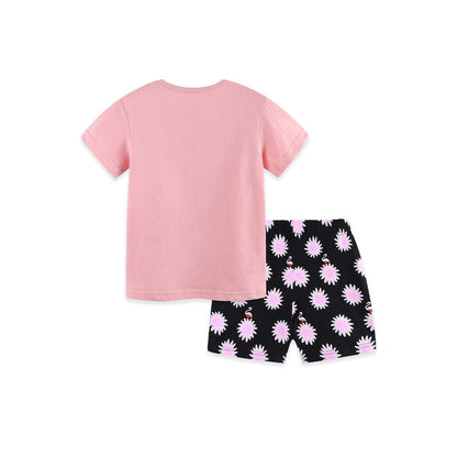 MyKids-USA® Baby Kids Girls Short Sleeves Cartoon Pattern T-shirt and Floral Shorts Clothing Set