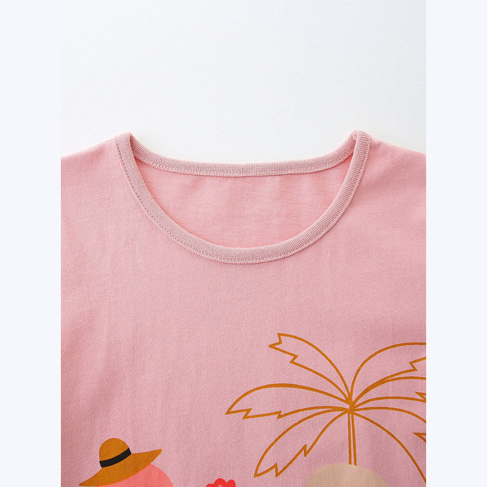 MyKids-USA® Baby Kids Girls Short Sleeves Cartoon Pattern T-shirt and Floral Shorts Clothing Set