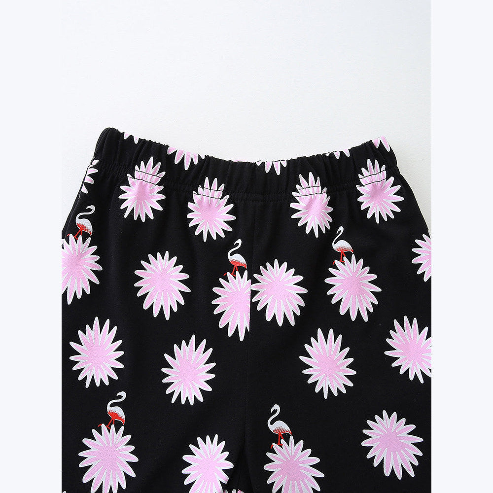 MyKids-USA® Baby Kids Girls Short Sleeves Cartoon Pattern T-shirt and Floral Shorts Clothing Set
