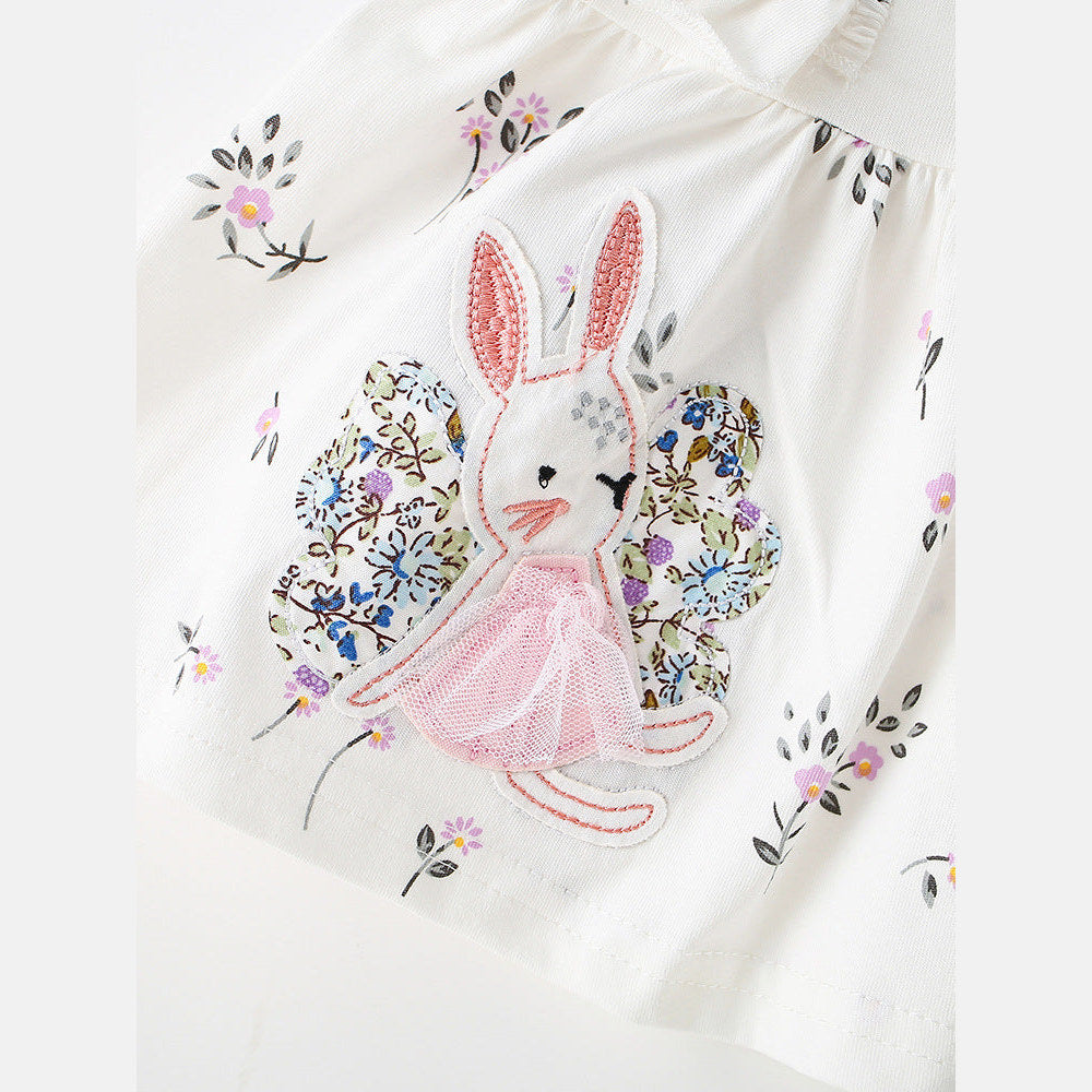 MyKids-USA® Baby Kids Girls Fly Sleeves Cartoon Pattern Top and Floral Pants Clothing Set