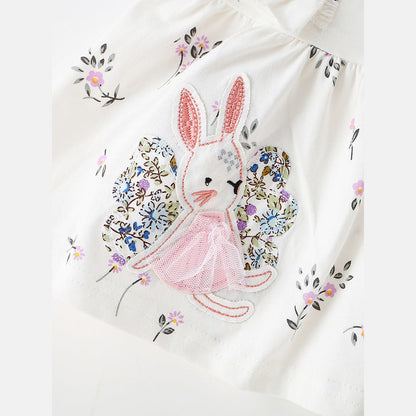 MyKids-USA® Baby Kids Girls Fly Sleeves Cartoon Pattern Top and Floral Pants Clothing Set