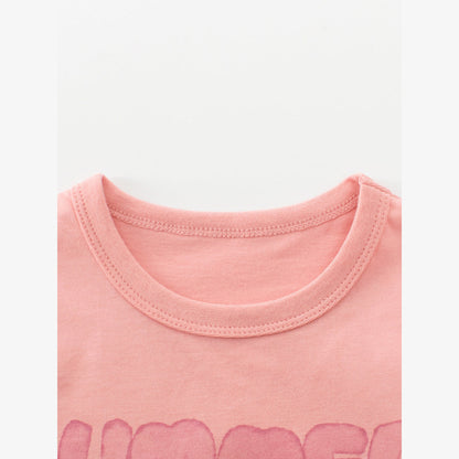 MyKids-USA® Girls’ Letters Pattern T-shirt in European and American Style