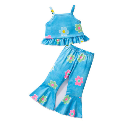 MyKids-USA® Baby Kids Girls Sleeveless Flowers Pattern Vest and Pants Set