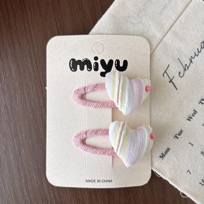 MyKids-USA® Collection of 2 Color Patchwork Striped Hair Clips