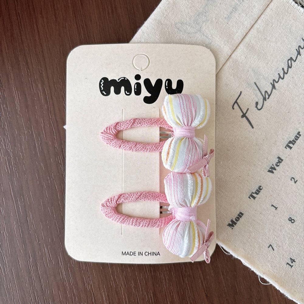 MyKids-USA® Collection of 2 Color Patchwork Striped Hair Clips