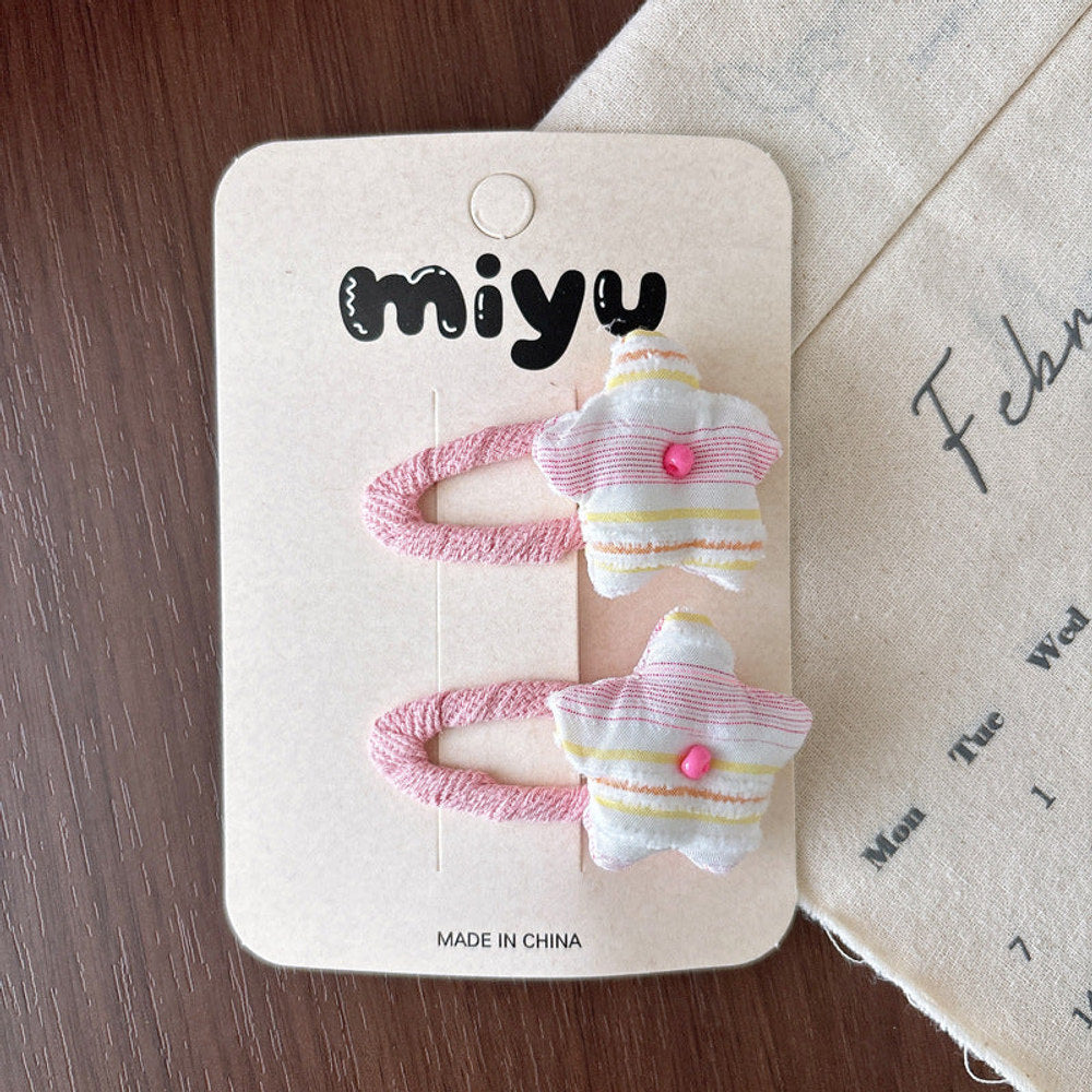 MyKids-USA® Collection of 2 Color Patchwork Striped Hair Clips