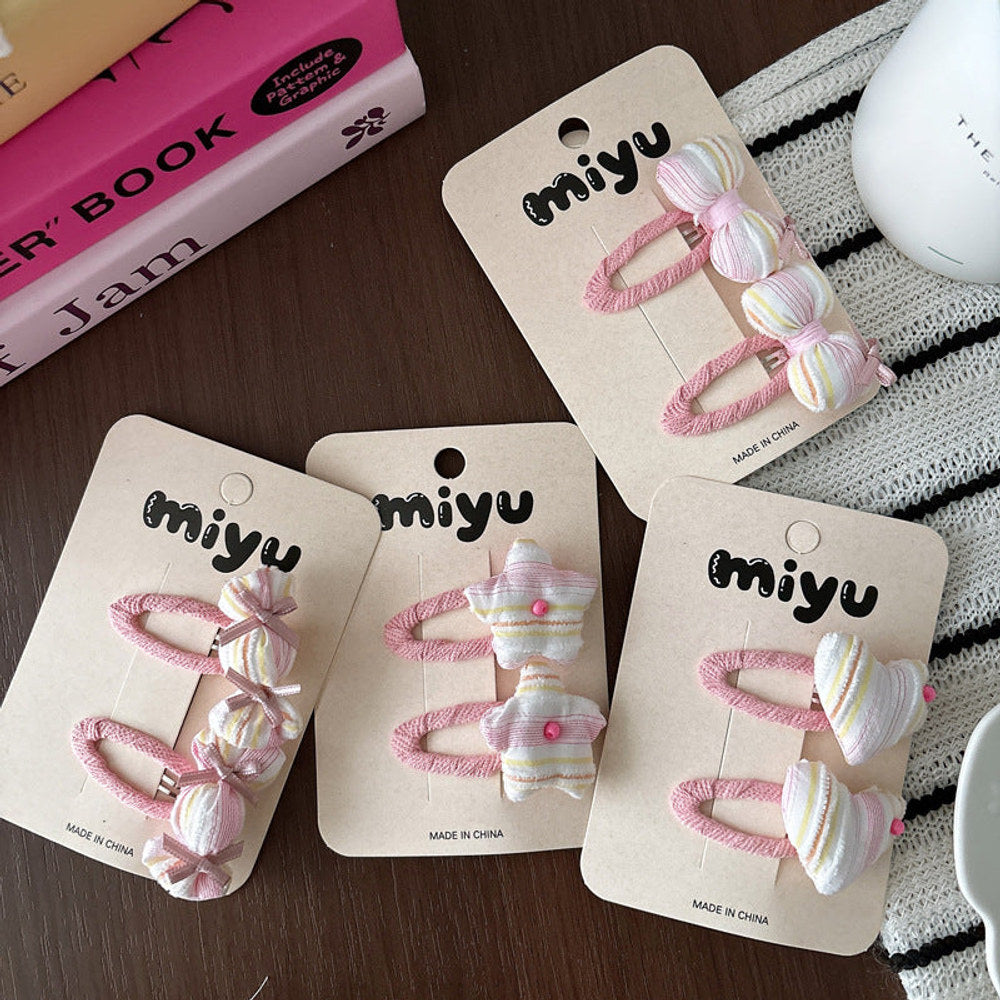 MyKids-USA® Collection of 2 Color Patchwork Striped Hair Clips