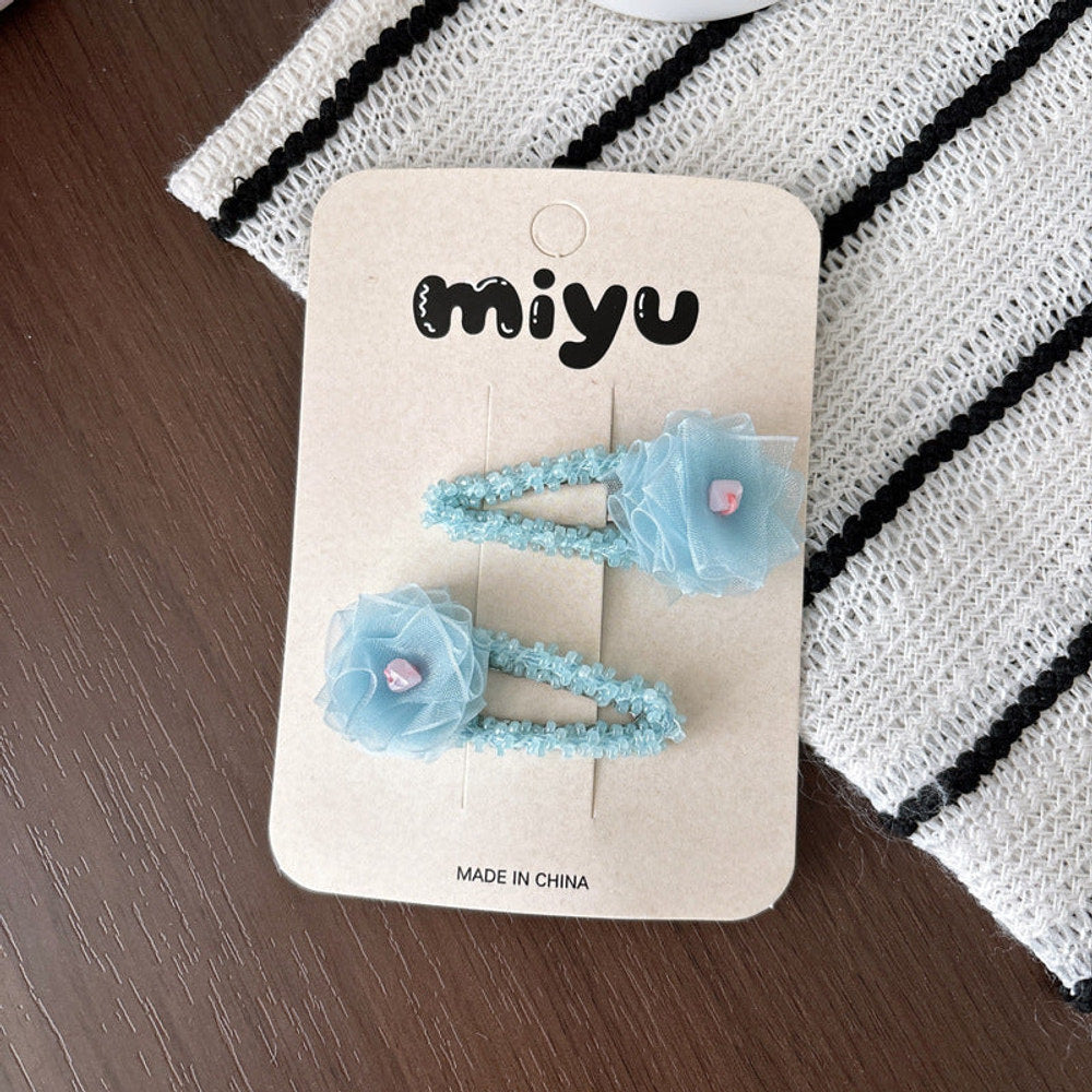 MyKids-USA® Collection of 2 Lace Flowers Hair Accessories