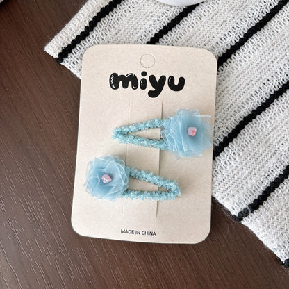 MyKids-USA® Collection of 2 Lace Flowers Hair Accessories