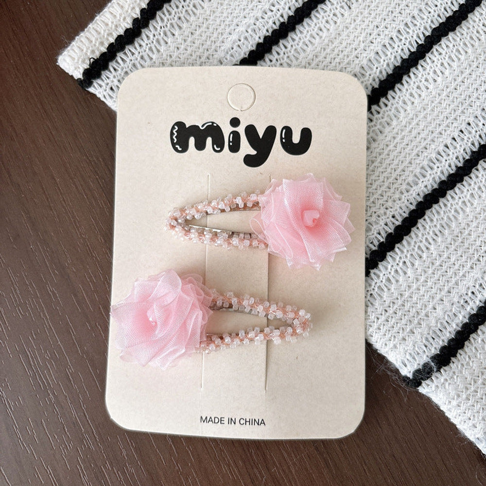 MyKids-USA® Collection of 2 Lace Flowers Hair Accessories