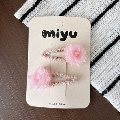 MyKids-USA® Collection of 2 Lace Flowers Hair Accessories