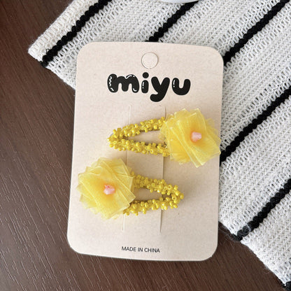 MyKids-USA® Collection of 2 Lace Flowers Hair Accessories