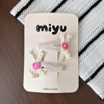 MyKids-USA® Collection of 2 Lace Flowers Hair Accessories