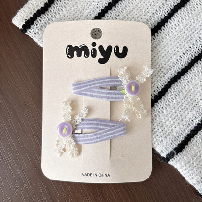 MyKids-USA® Collection of 2 Lace Flowers Hair Accessories