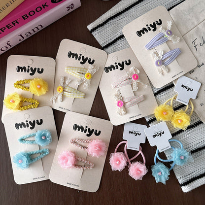 MyKids-USA® Collection of 2 Lace Flowers Hair Accessories