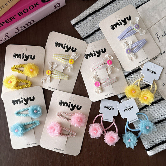 MyKids-USA® Collection of 2 Lace Flowers Hair Accessories