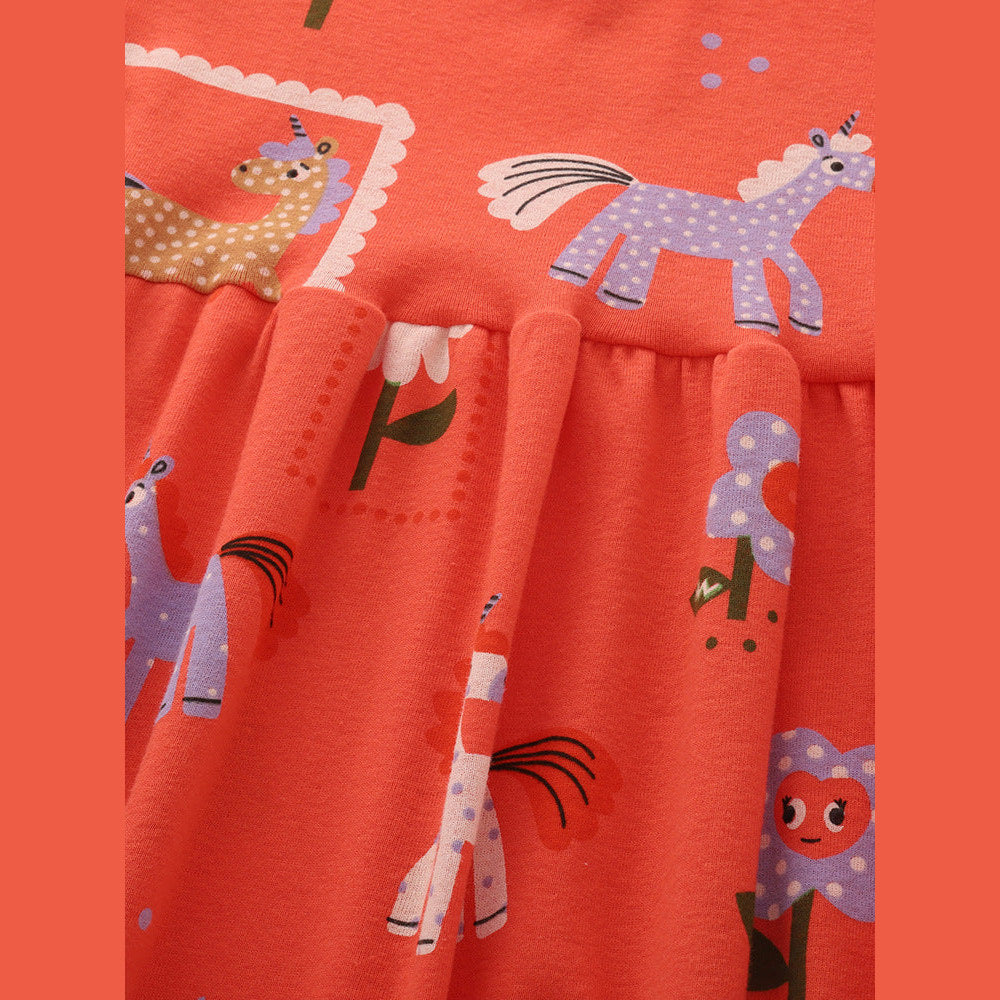 MyKids-USA® Baby Kids Girls Short Sleeves Flowers and Cartoon Pattern Dress