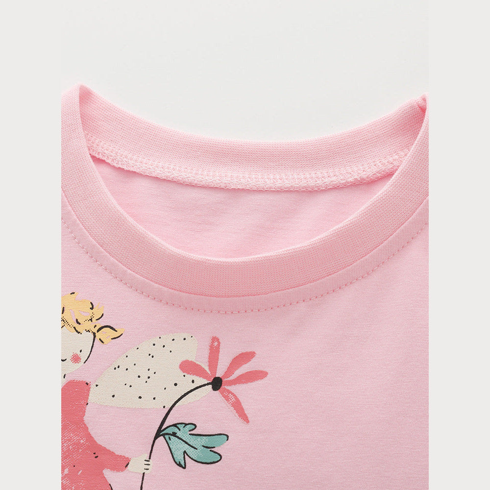 MyKids-USA® Baby Kids Girls Short Sleeves Flowers and Cartoon Pattern Dress