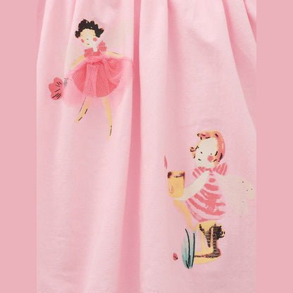MyKids-USA® Baby Kids Girls Short Sleeves Flowers and Cartoon Pattern Dress
