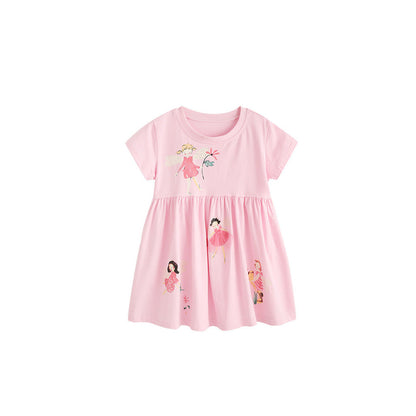 MyKids-USA® Baby Kids Girls Short Sleeves Flowers and Cartoon Pattern Dress