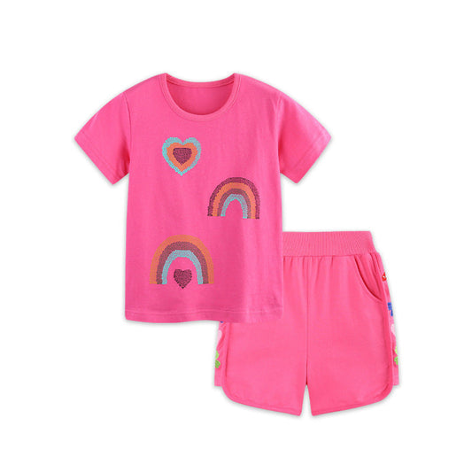 MyKids-USA® Baby Kids Fruits and Animals Cartoon Pattern T-shirt Clothing Set for Girls