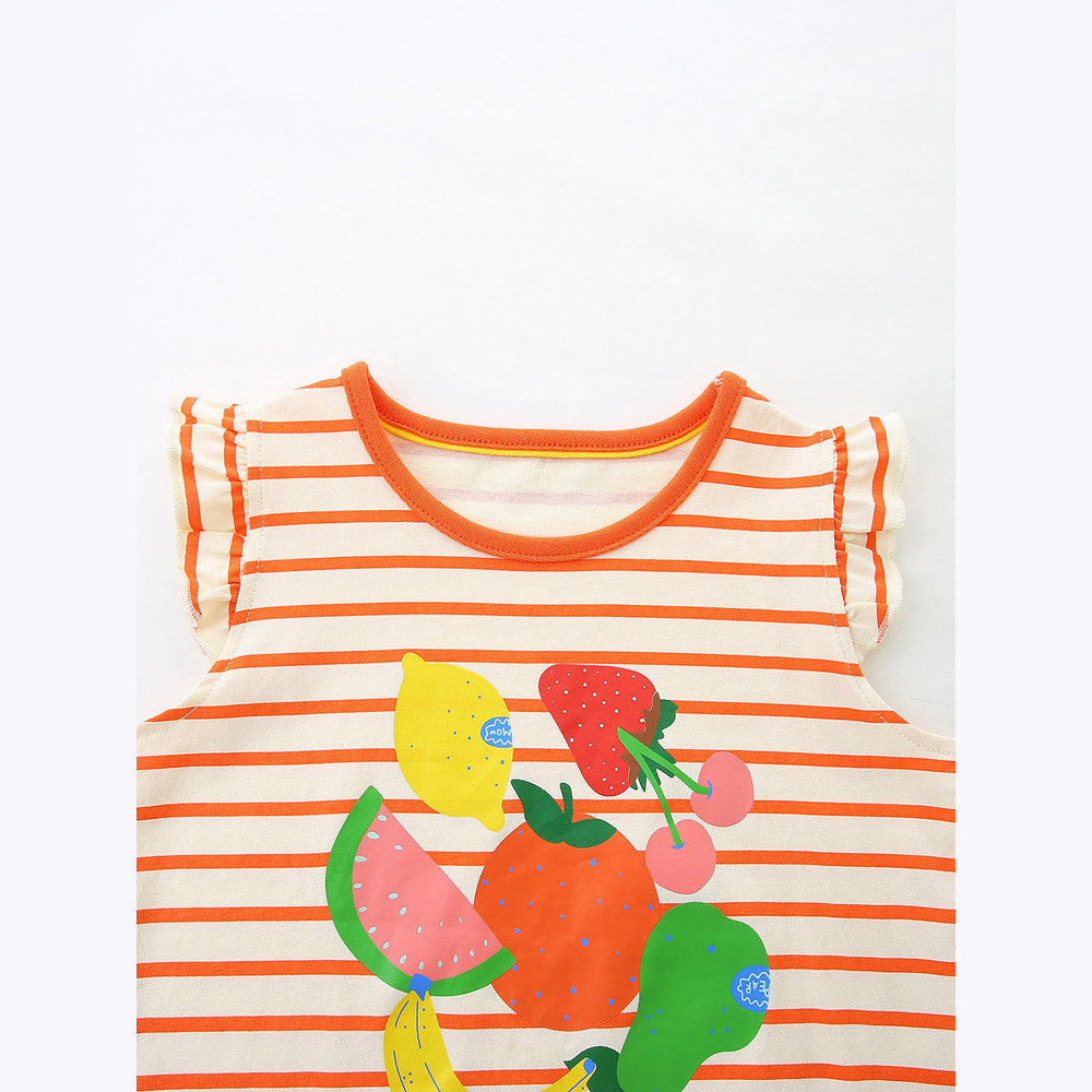 MyKids-USA® Baby Kids Fruits and Animals Cartoon Pattern T-shirt Clothing Set for Girls