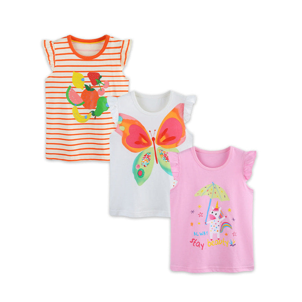 MyKids-USA® Baby Kids Fruits and Animals Cartoon Pattern T-shirt Clothing Set for Girls