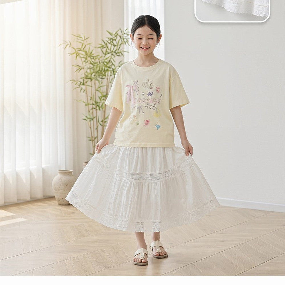 MyKids-USA® Baby Kids Girls Short Sleeves Cartoon Pattern T-Shirt and Plain Skirt Sets