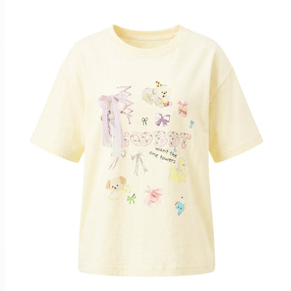 MyKids-USA® Baby Kids Girls Short Sleeves Cartoon Pattern T-Shirt and Plain Skirt Sets