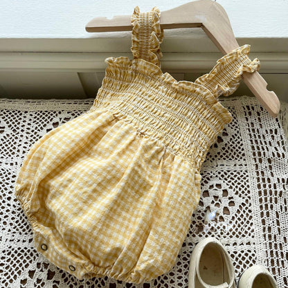 MyKids-USA® Baby Girls Sleeveless Plaid Pattern Bodysuit