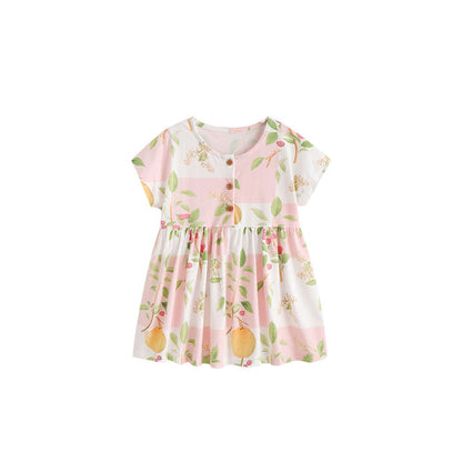 MyKids-USA® Baby Kids Girls Short Sleeves Fruits Pattern Dress