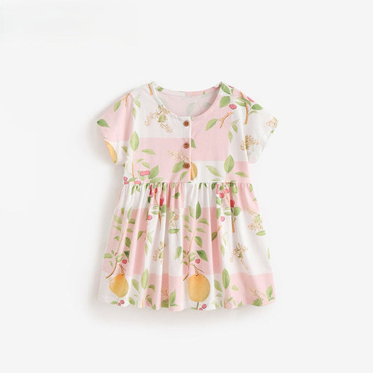 MyKids-USA® Baby Kids Girls Short Sleeves Fruits Pattern Dress