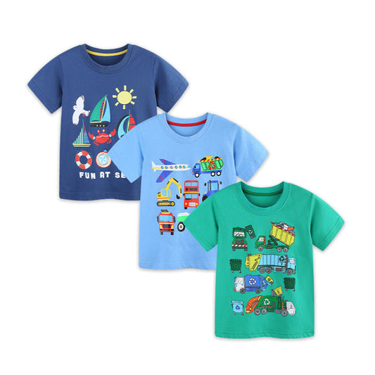 MyKids-USA® Baby Kids Casual Cartoon Pattern T-shirt Clothing Set for Boys