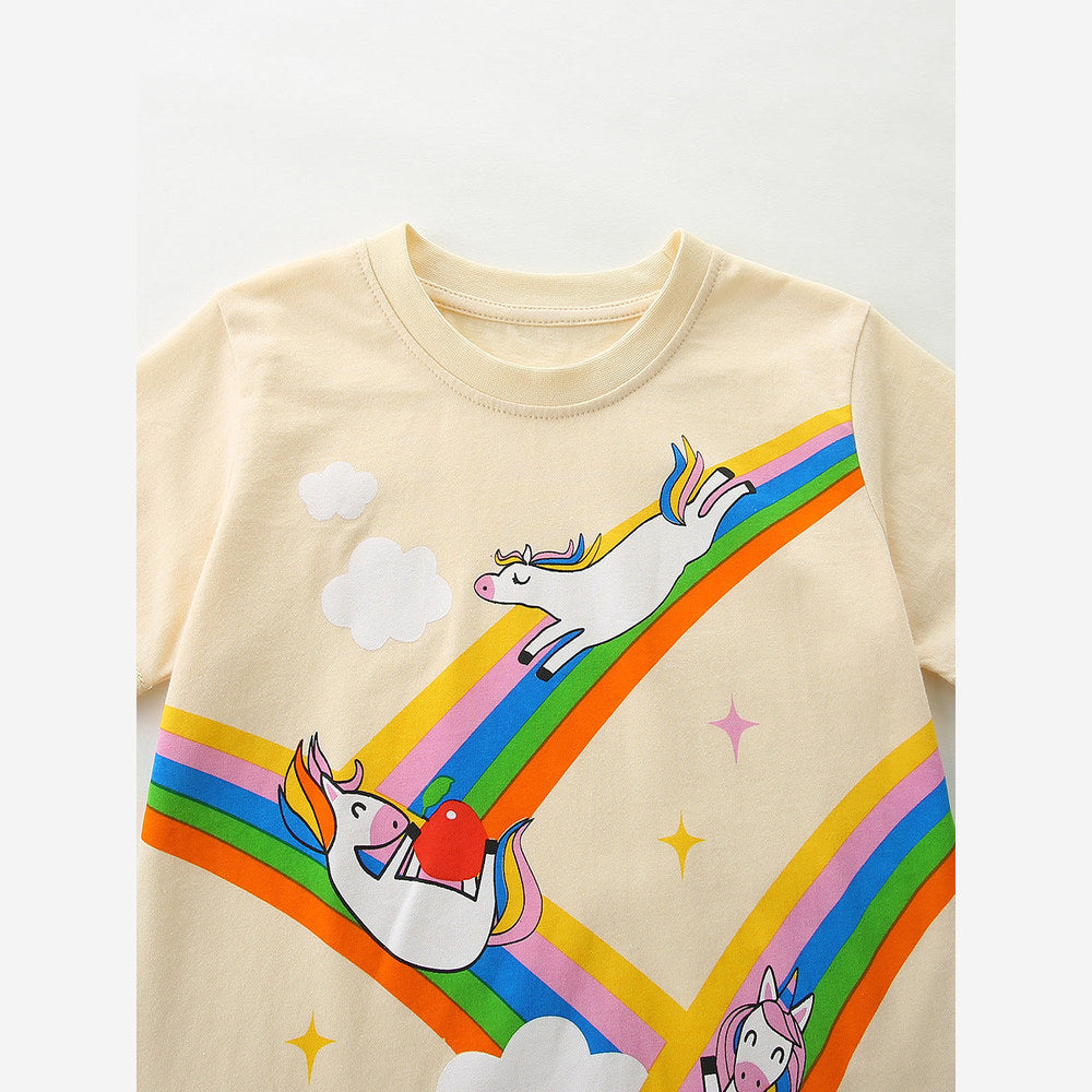 MyKids-USA® Baby Kids Letters and Animals Cartoon Pattern T-shirt Clothing Set for Girls