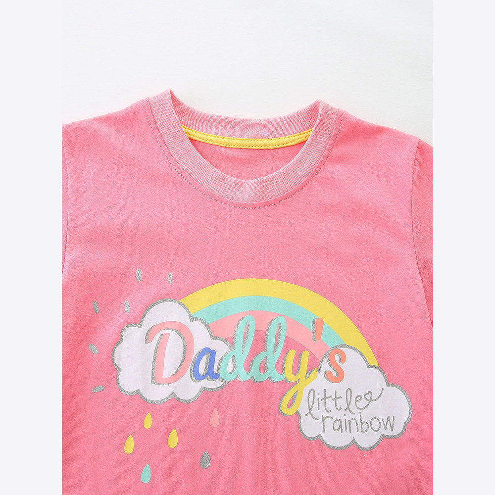 MyKids-USA® Baby Kids Letters and Animals Cartoon Pattern T-shirt Clothing Set for Girls