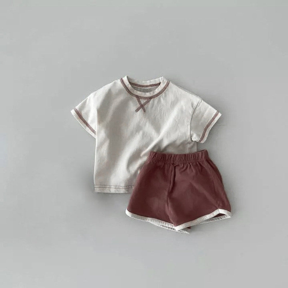 MyKids-USA® Baby Kids Short Sleeves Patchwork T-shirt and Shorts Clothing Set