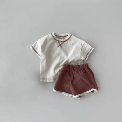MyKids-USA® Baby Kids Short Sleeves Patchwork T-shirt and Shorts Clothing Set