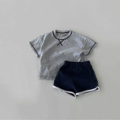 MyKids-USA® Baby Kids Short Sleeves Patchwork T-shirt and Shorts Clothing Set