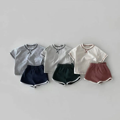 MyKids-USA® Baby Kids Short Sleeves Patchwork T-shirt and Shorts Clothing Set