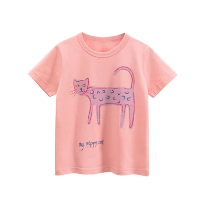 MyKids-USA® Girls’ Cartoon and Letters Pattern T-shirt in European and American Style