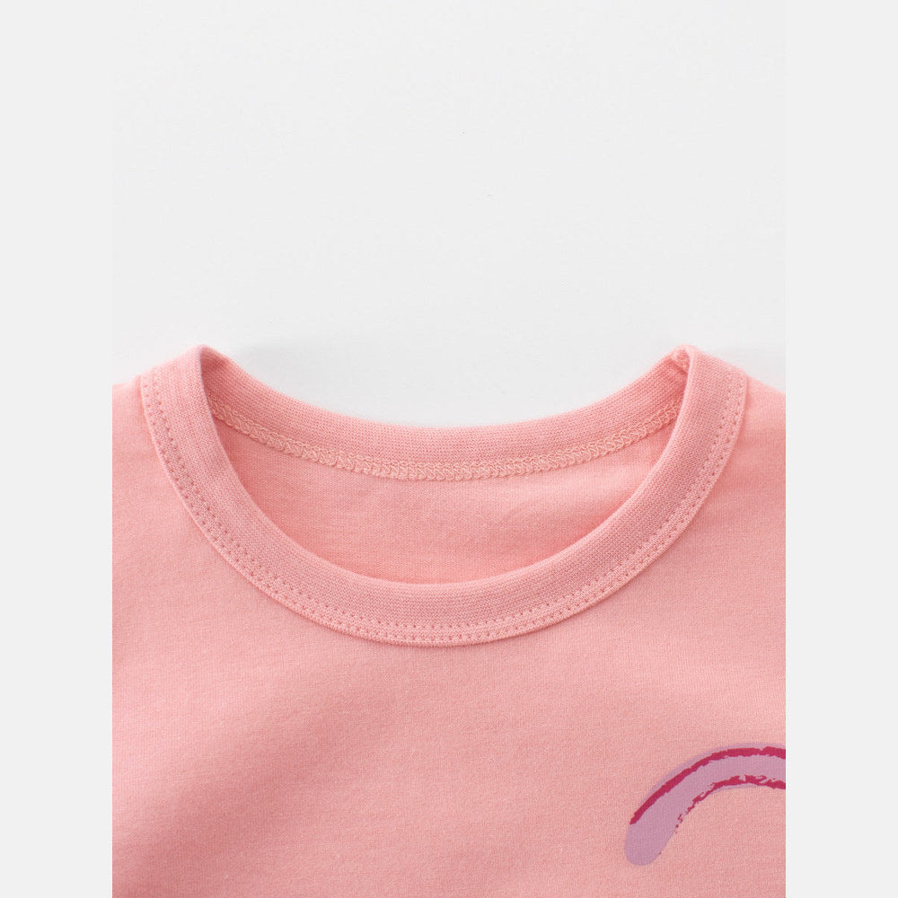 MyKids-USA® Girls’ Cartoon and Letters Pattern T-shirt in European and American Style