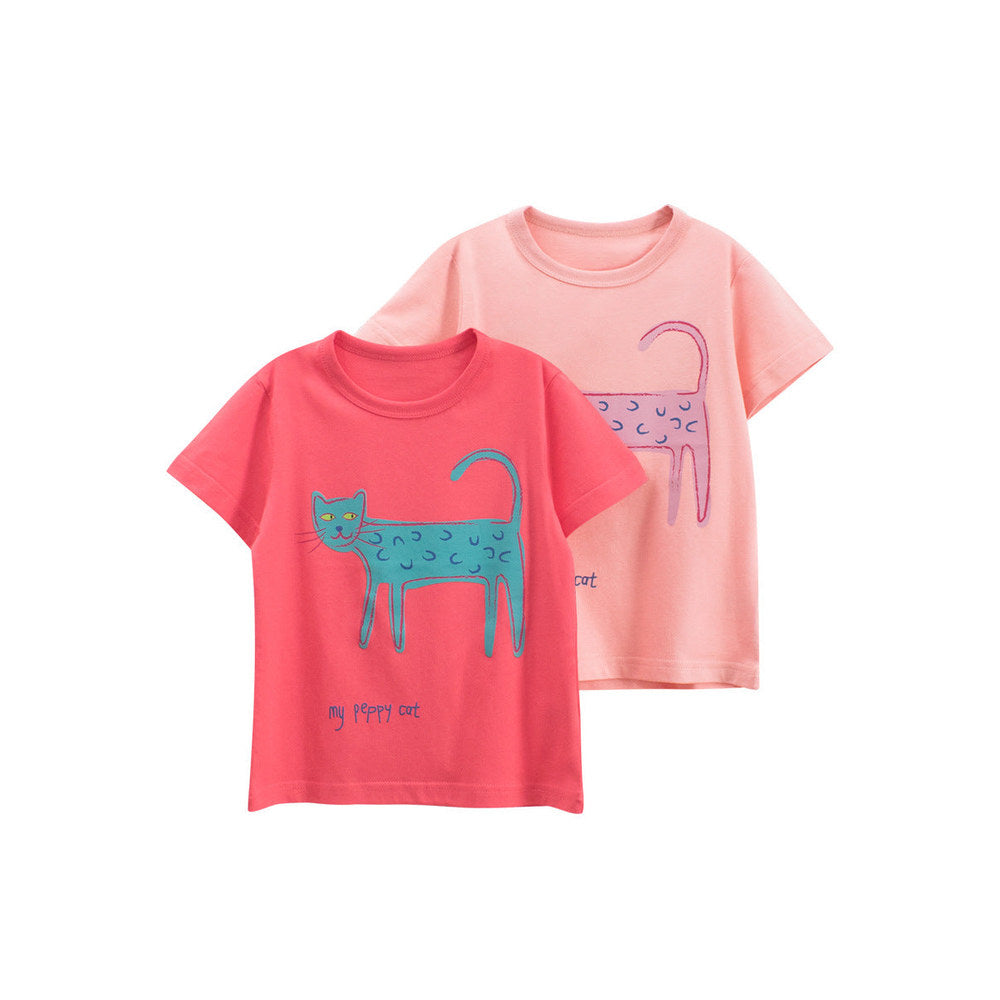 MyKids-USA® Girls’ Cartoon and Letters Pattern T-shirt in European and American Style