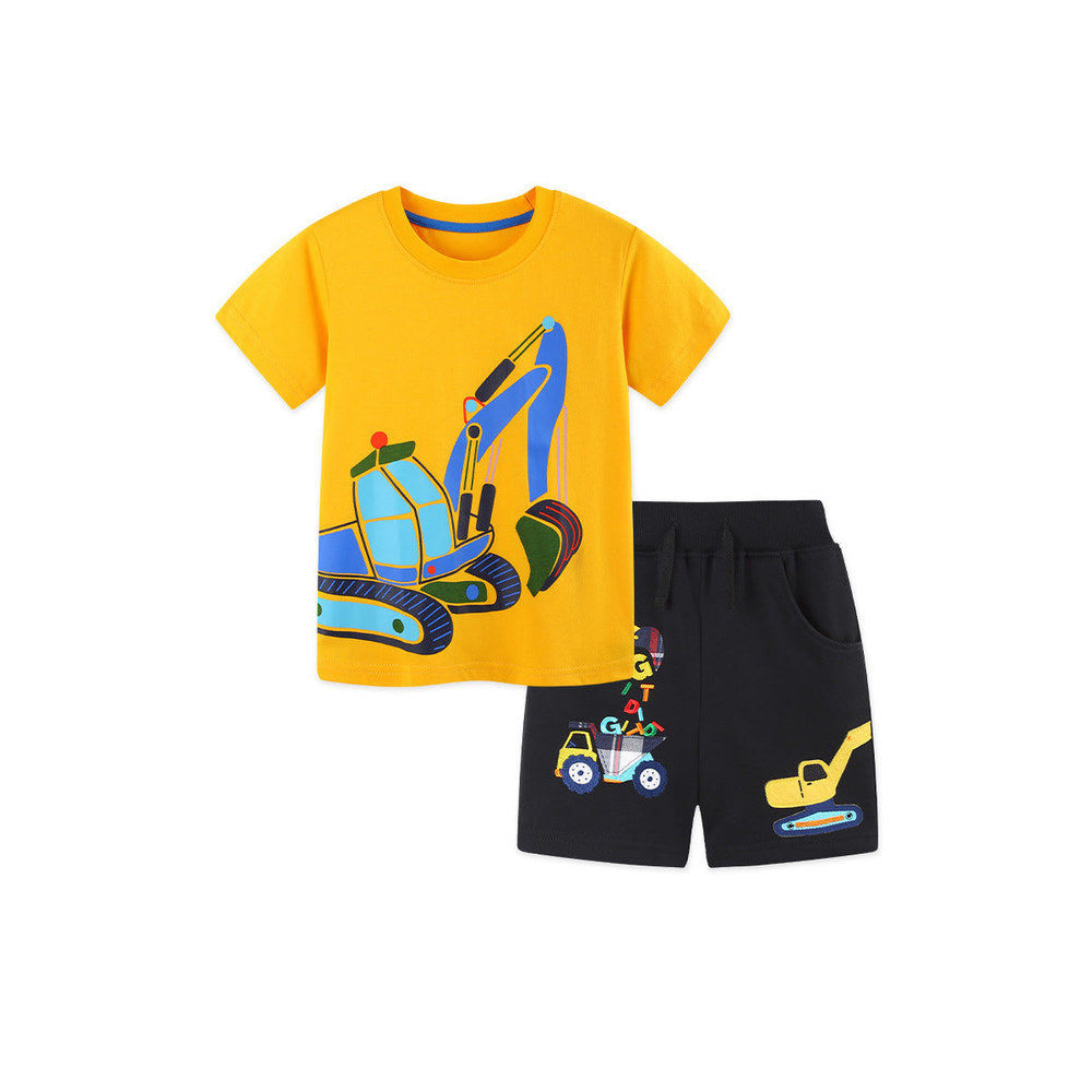 MyKids-USA® Baby Kids Boys Short Sleeves Cartoon Pattern T-shirt and Shorts Clothing Set