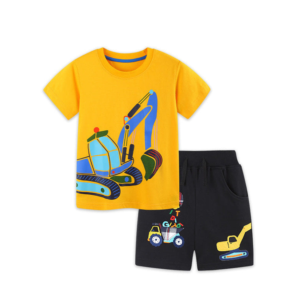 MyKids-USA® Baby Kids Boys Short Sleeves Cartoon Pattern T-shirt and Shorts Clothing Set