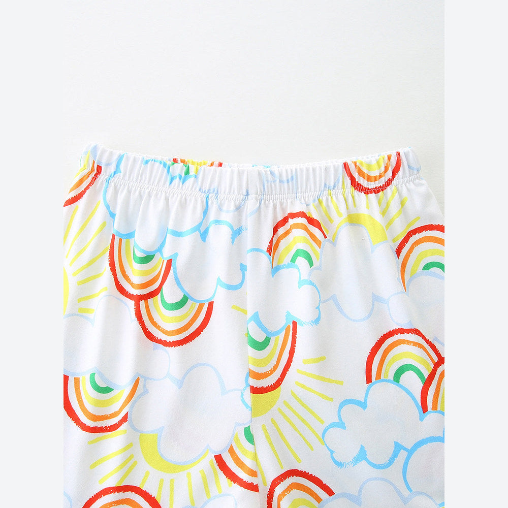 MyKids-USA® Baby Kids Girls Short Sleeves Rainbow Pattern T-shirt and Shorts Clothing Set