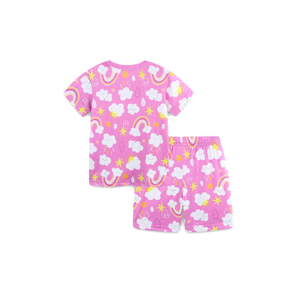 MyKids-USA® Baby Kids Girls Short Sleeves Rainbow Pattern T-shirt and Shorts Clothing Set