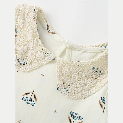 MyKids-USA® Baby Kids Girls Sleeveless Floral Pattern Hollow-out Collar Dress